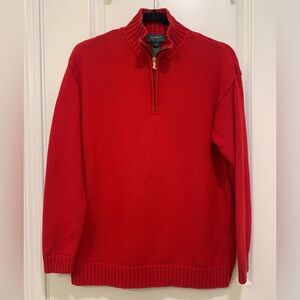 Lauren by Ralph Lauren Women's Red Quarter Zip Sweater - Size Medium